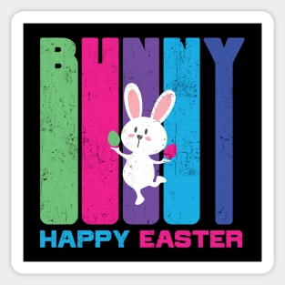 Bunny Happy Easter - Colorful Cute Easter Eggs Gift - Grunge Sticker